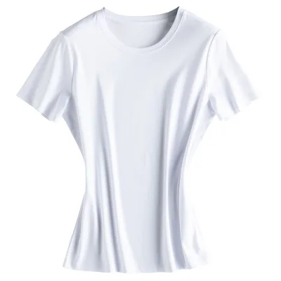 

Short Sleeve Casual Wome T-Shirt Cotton Regular Broadcloth Appliques Regular