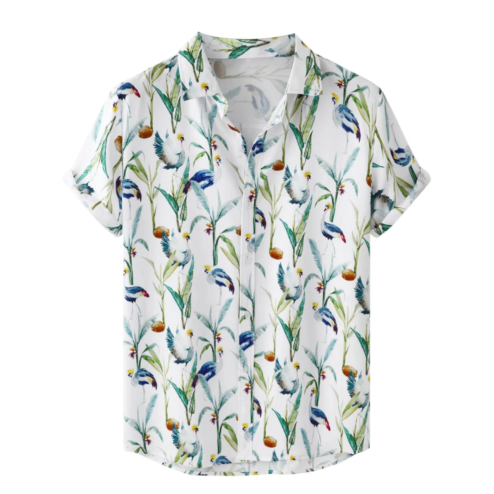 

Male Spring And Summer Single Breasted Shirts Casual Print Lapel Beach Short Sleeve Vacation Outdoor Vintage Elegant Work Wear