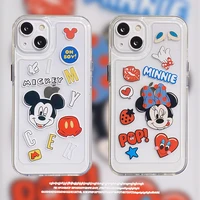 disney mickey minnie mouse cartoon clear phone cases for iphone 13 12 11 pro max xr xs max x couple anti drop soft cover gift