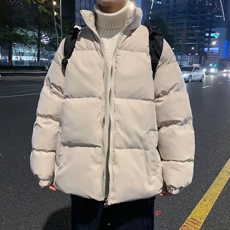 2022 Winter Men's Solid Color Parker Warm Stand Collar Jacket Street Casual Jacket Long Sleeve Hip Hop Jacket for Men and Women