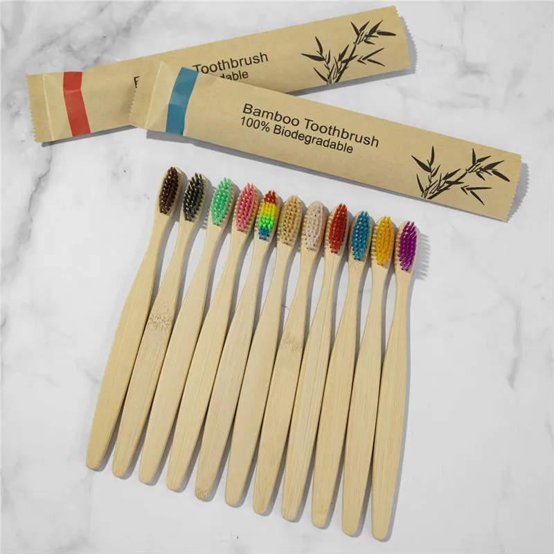 

5/10 Pieces Bamboo Toothbrushes Charcoal Toothbrush Biodegradable Toothbrush Natural Bamboo Toothbrushes with Nylon Bristles