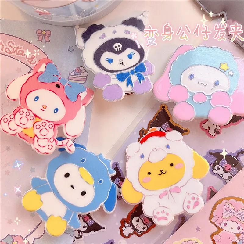 

Kawaii Sanrioed Kuromi My Melody Cinnamoroll симпатичная мультяшная кукла Утконос шпилька для волос аксессуары для волос девочка сердце подарок