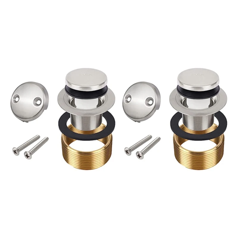

Odor Resistant Tub Drain Tub Plug Trim Kit With Dual Hole Overflow Panel Replacement Tub Drain Kit With Thread (Silver)