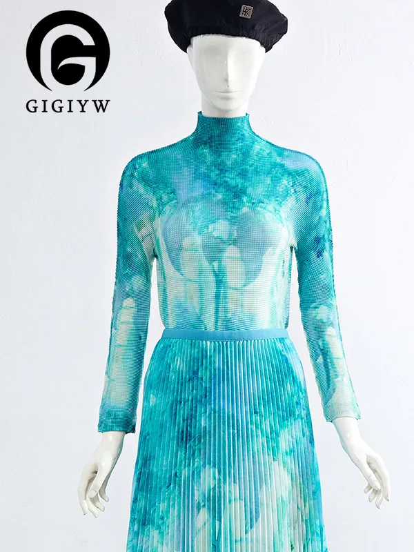 

Роскошная & ENVY Sanzhai стильная плиссированная футболка, топ, женская мода, постепенное изменение, длинный рукав, темпераментное тонкое нижнее пальто