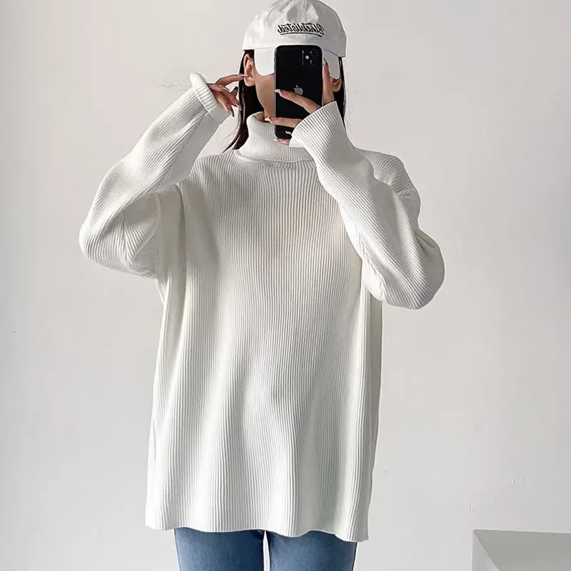 

ZATRHMBM 2022 Осенняя модная водолазка вязаный свитер Y2k винтажный Повседневный Женский пуловер с длинными рукавами шикарные топы