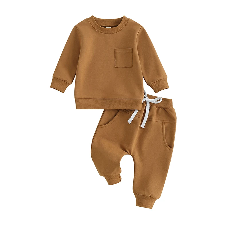 

2023 New Fashion Baby Boy Fall Outfits Long Sleeve Round Neck Sweatshirt + Pants Set Toddler Warm Clothes (6-24 Months)