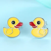 cartoon animal sterling silver drip oil yellow duck stud earrings sterling silver earrings