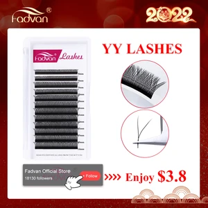 FADVAN YY дизайнерские накладные ресницы из искусственной норки черные коричневые мягкие Invividual ресницы y-образные объемные ресницы Инструменты 8-14 мм ресницы