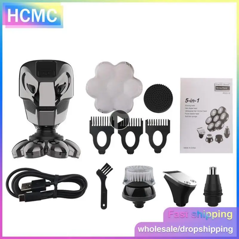 

5 In 1 Men's Electric Shaver 7D 7 Floating Heads Beard Nose Bald Head Hair Trimmer Razor Clipper Facial Shaving Machine For Men