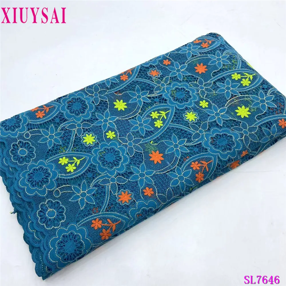 

2024 высококачественное французское нигерийское водорастворимое кружево, Африканский триколор, гипюр, шнур, кружевная ткань для женщин, вечернее платье, Пришивание