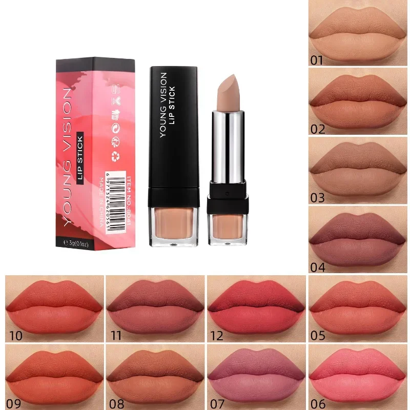 

Matte Matte 12 Colors Single Lipstick Velvet Not Easy To Stick Cup Lipstick