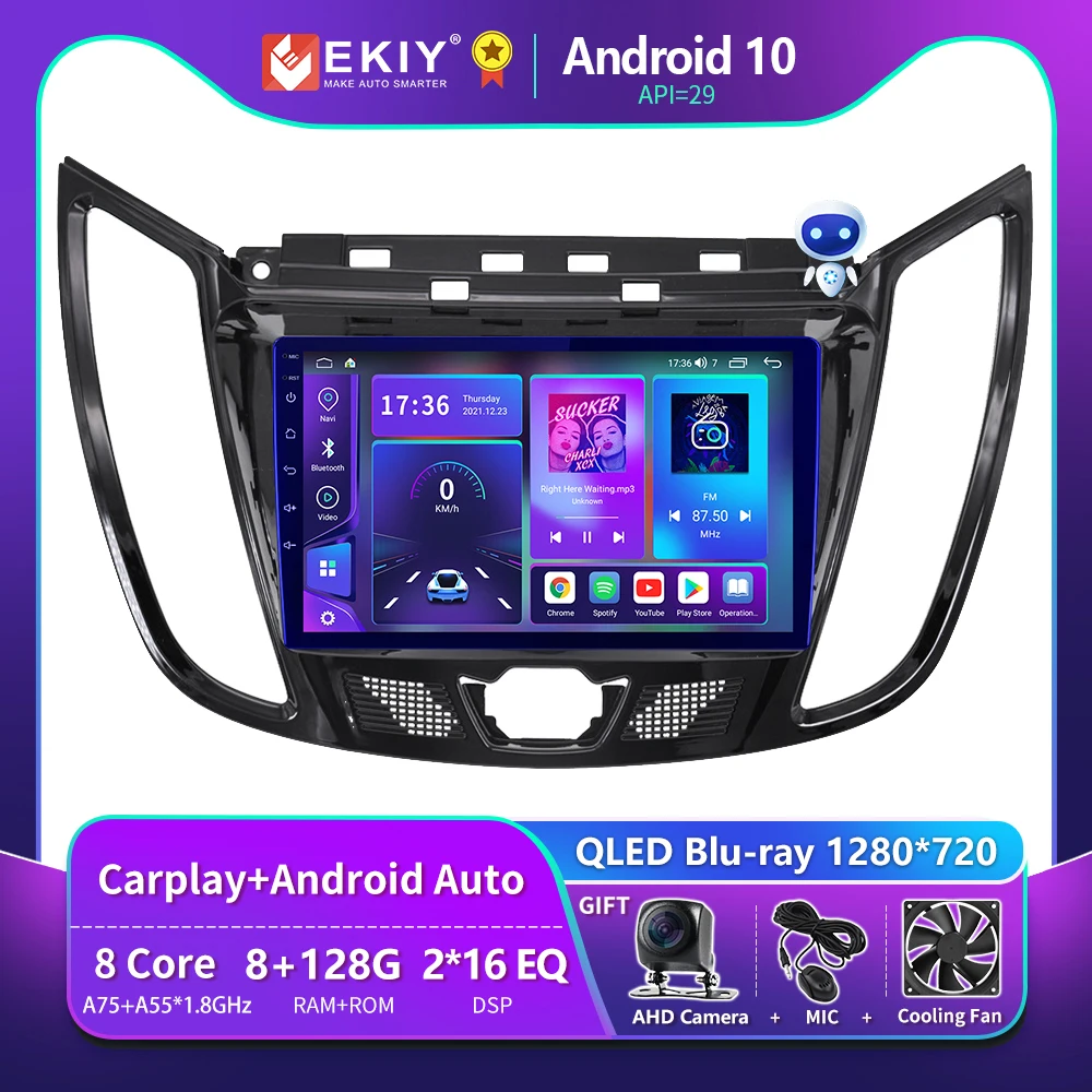 

Автомагнитола EKIY T900 для FORD C-Max Kuga Escape 2010 + Android 10 мультимедийная стереосистема с GPS навигацией для Carplay автомобильный BT плеер 2din DVD