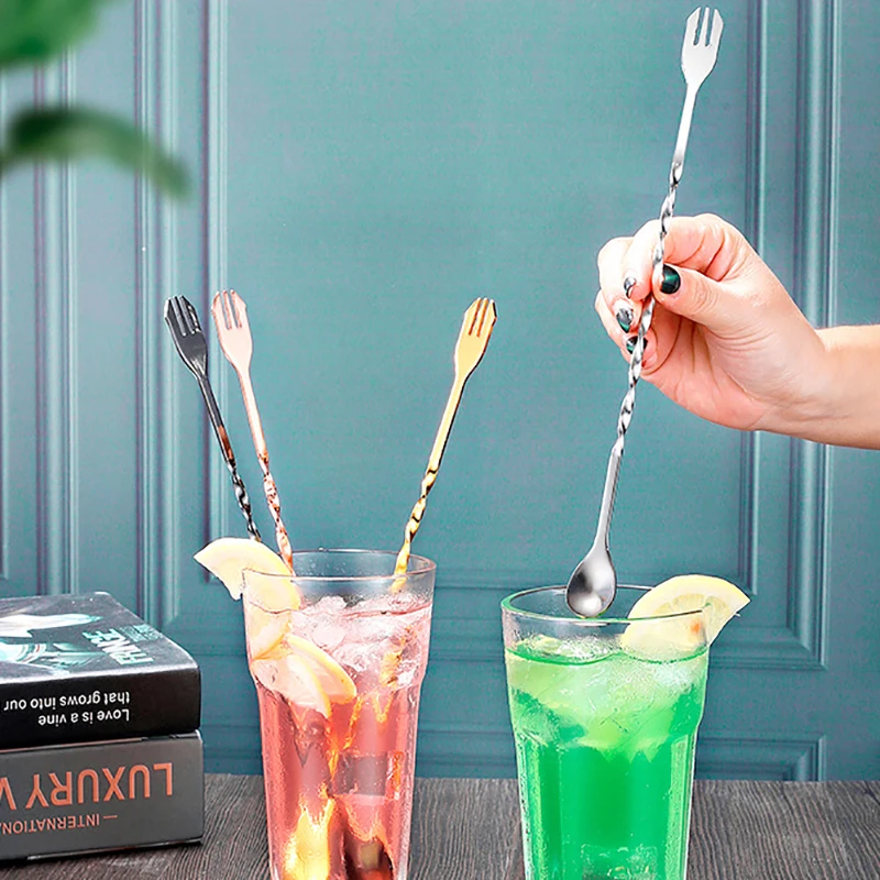 304 нержавеющая сталь длинная ручка с двойной головкой для бара спиральная ложка