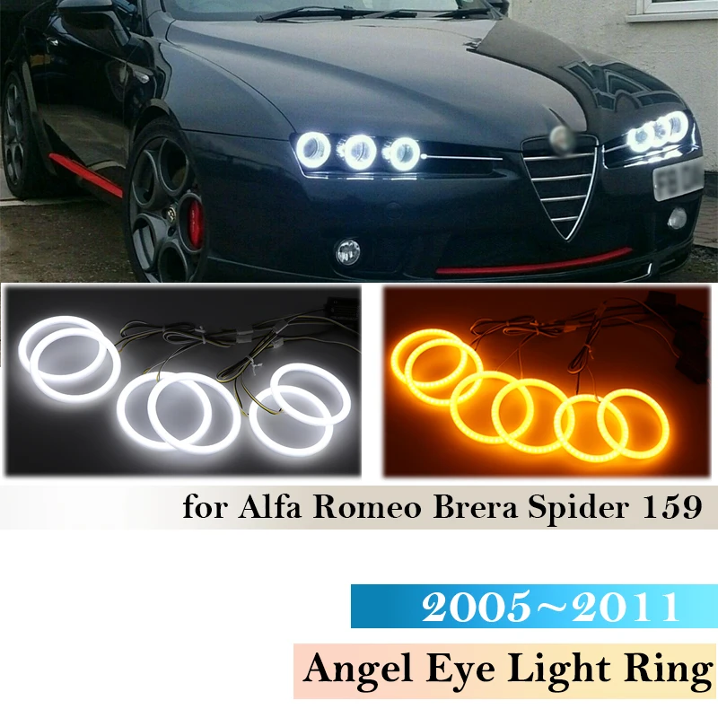For Alfa Romeo Brera Spider 159 2005 ~ 2011 SMD Cotton Light Angel Eye Halo Ring Light headlight DRL Turn signal 2010 2009 2008