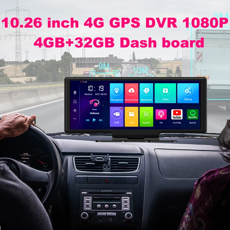 10.26 Inch Car ADAS DVR 4G GPS Navigation HD 1080P RearView Mirror Android 8.1 G-sensor Auto Recorder Dual Lens Dash cam Camera