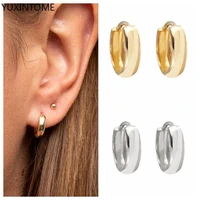 925 sterling silver ear buckle punk hoop earrings for women rock small simple round circle huggies earrings party jewelry