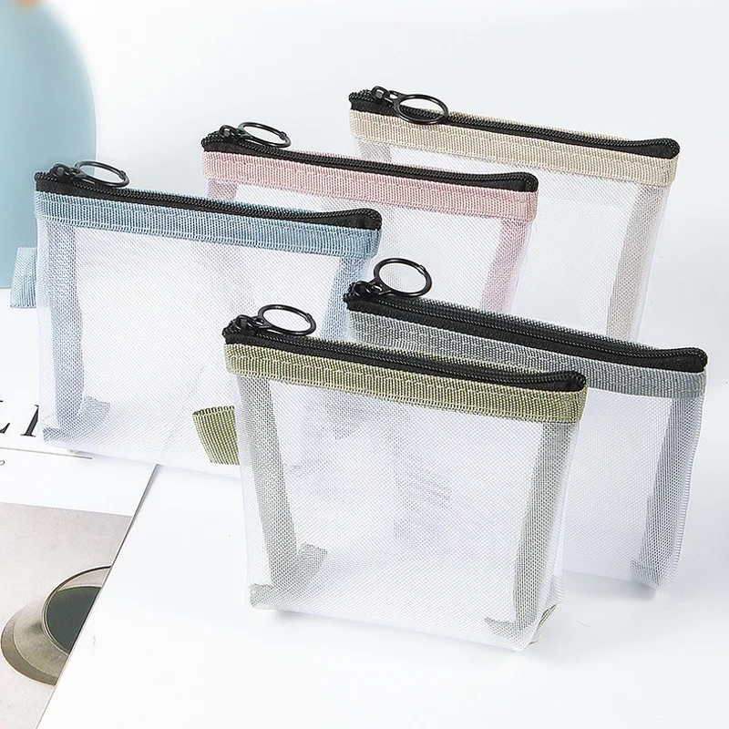 

Clear Mesh Portable Mini Coin Bags Purse ID Credit Card Holder Key Earphone Data Line Storage Bag Small Makeup Case Cosmetic Bag