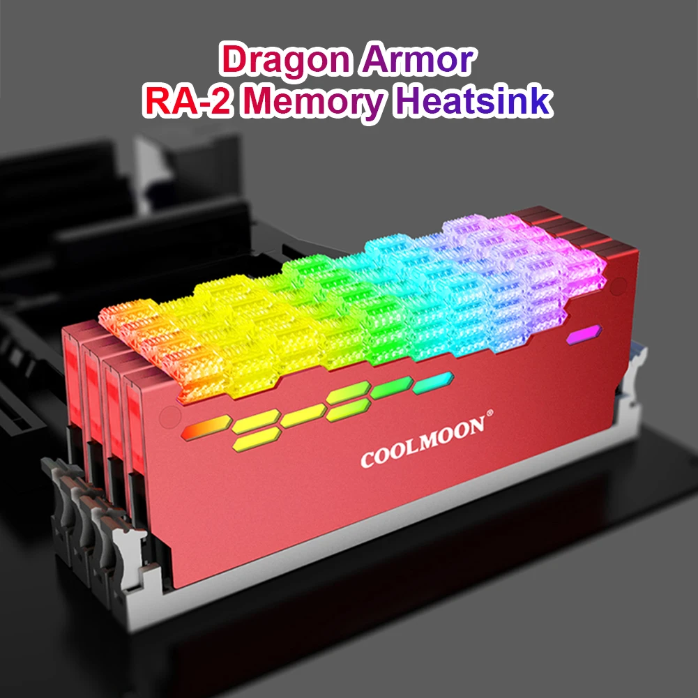 

COOLMOON RA-2 RAM PC Memory Bank Heat Sink Cooler ARGB Colorful Heat Spreader 5V 3PIN ARGB Memory Stick Cooler For PC Desktop
