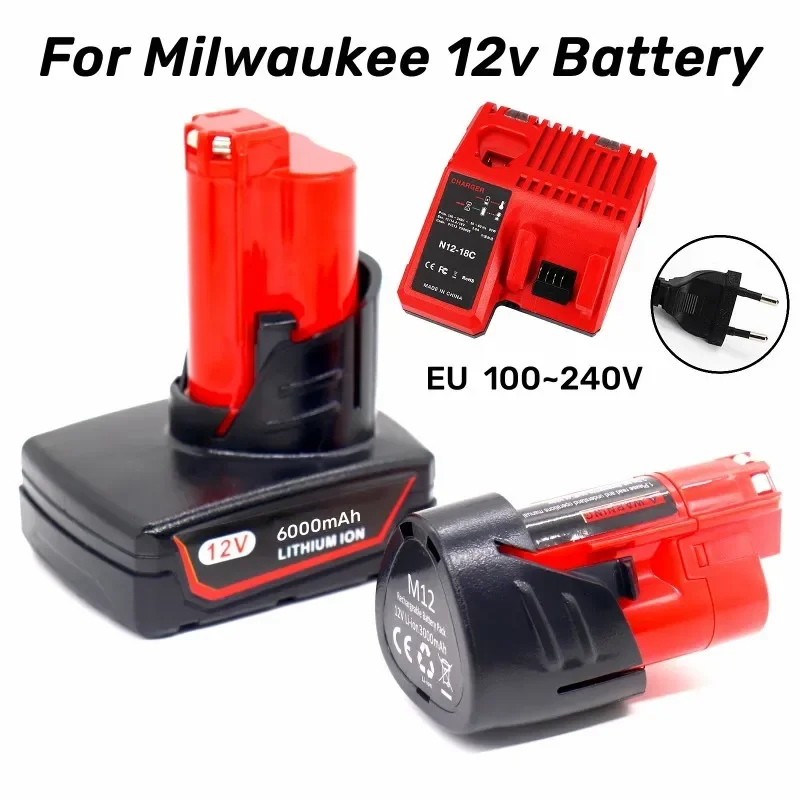 3.0/6.0/9.0Ah 12V Screwdriver battery for milwaukee m12 12V XC Lithium-ion Battery 48-11-2460 2421 48-11-2411 Cordless Tools New