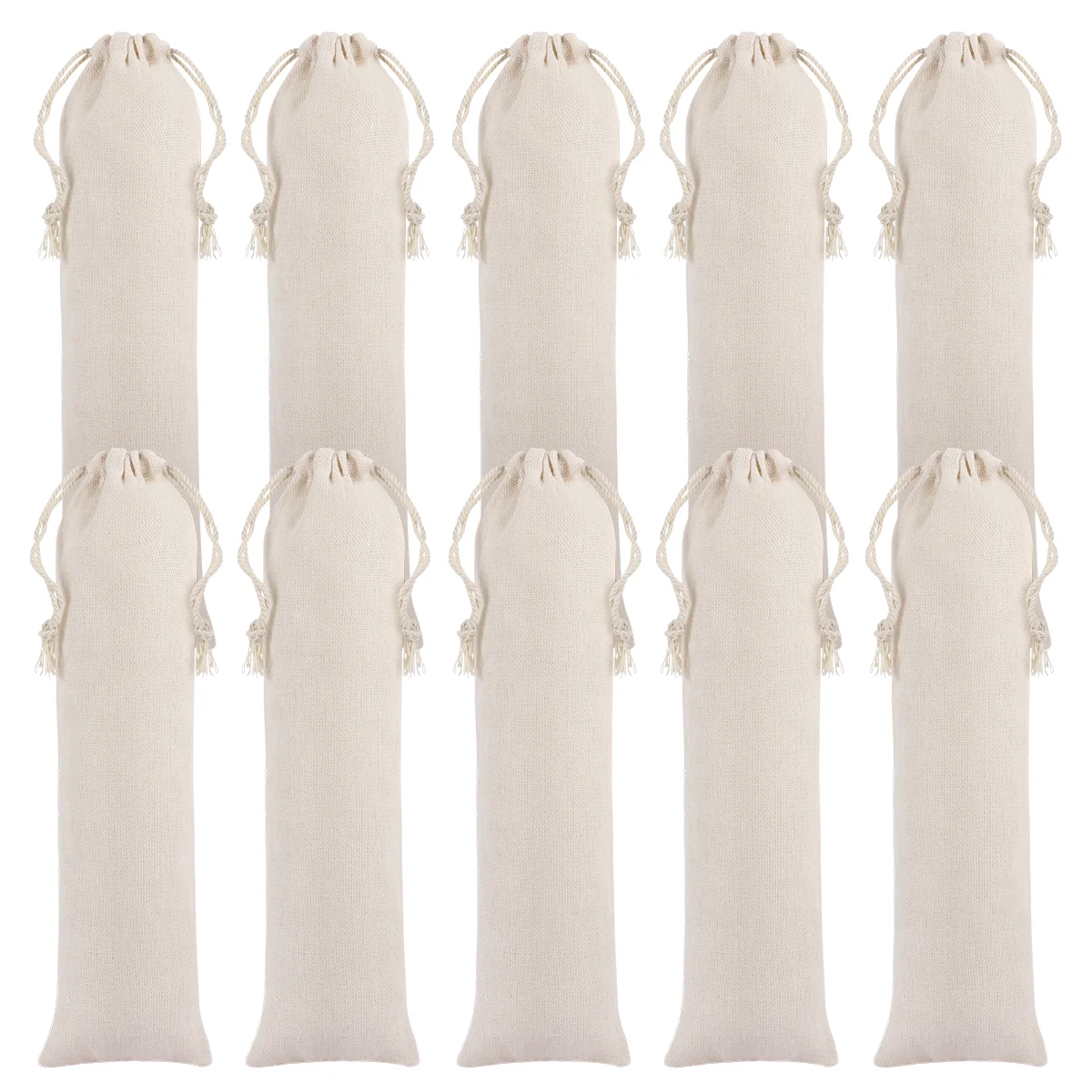 

BESTONZON 10 Cotton and Linen Bag Carrying Case for Stainless Steel Drinking Straws Cutlery Fork Spoon Storage