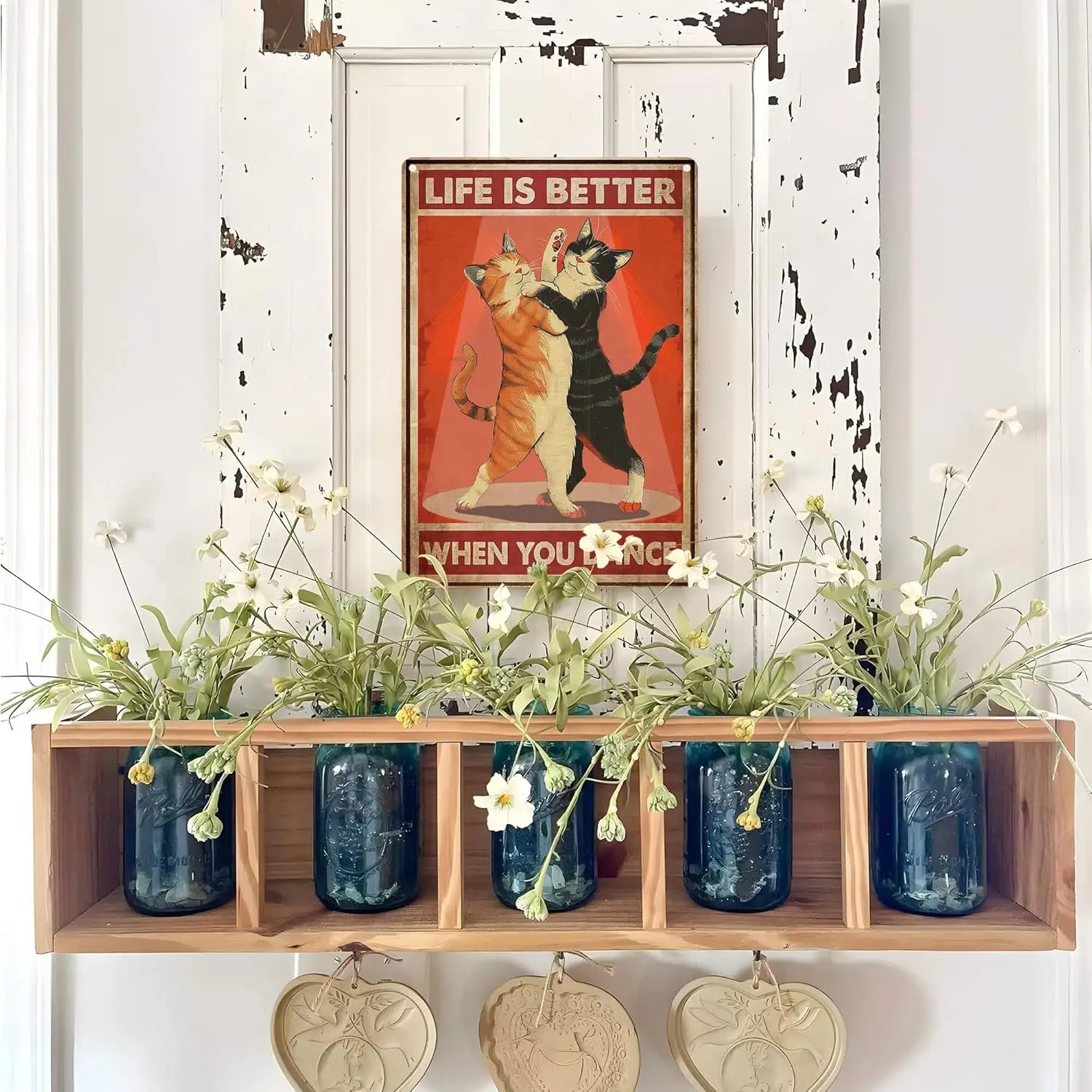 Vntge Ct Decor nsprtonl Wll rt Dnce Sgn - Lfe s Better When You Rustc Home Room Decorton для Dncer Lovers 8X12 nches