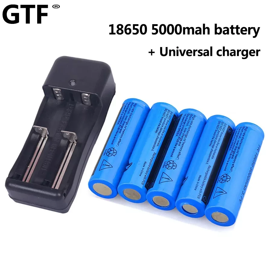 

NEW New 18650 Battery 3.7v 5000mah Rechargeable Li-ion Battery for LED Flashlight Torch+ 3.7V 18650 16340 Battery Charger Adapte