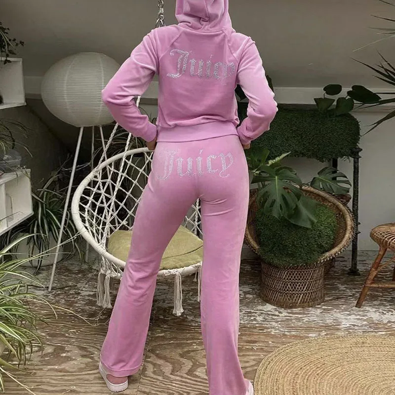 Женский спортивный костюм 2024 весенне-осенний бархатный комплект из двух