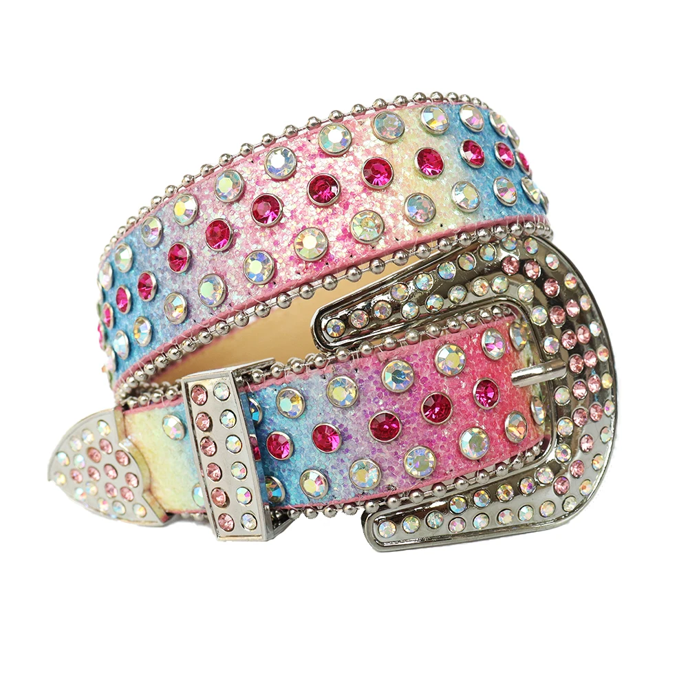 Повседневные красочные детские ремни Блестящие со стразами для джинсов и