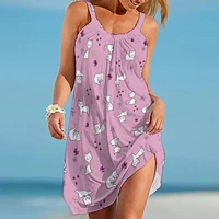 fashion summer dress seaside scenery 3d clothing womens skirt printing loose suspenders comfortable womens clothing