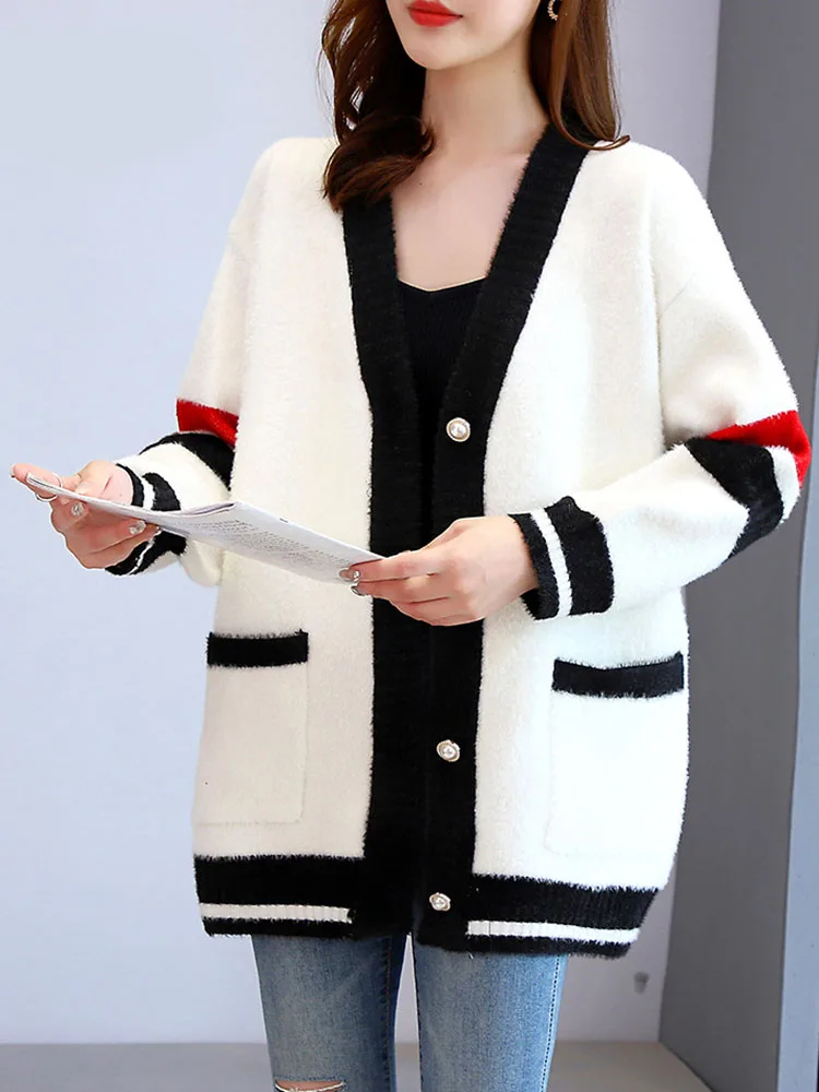 Faux Mink Fur Coat Women's Winter Jacket 2022 New Luxury Warm European and American Long Sleeve Warm Fluffy Jacket Free Shipping