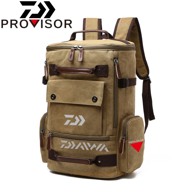 

Рюкзак DAIWA мужской холщовый, винтажная сумка для рыбалки, вместительный ранец для ноутбука, сумка для путешествий
