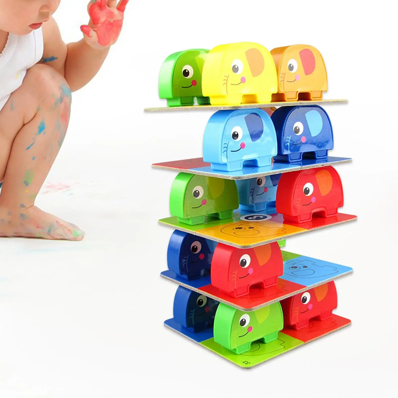 

Штабелируемый слон, балансировочная игра, укладчик моторики, набор блоков баланса, сенсорные игрушки, игра для сочетания цветов, сувениры д...