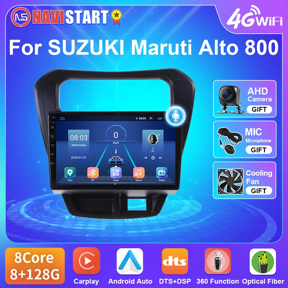 

Автомагнитола NAVISTART на Android 10, мультимедийный проигрыватель для SUZUKI Maruti Alto 800, 2015 -2021, видеопроигрыватель для Carplay, 4G, Wi-Fi, BT, 2 Din