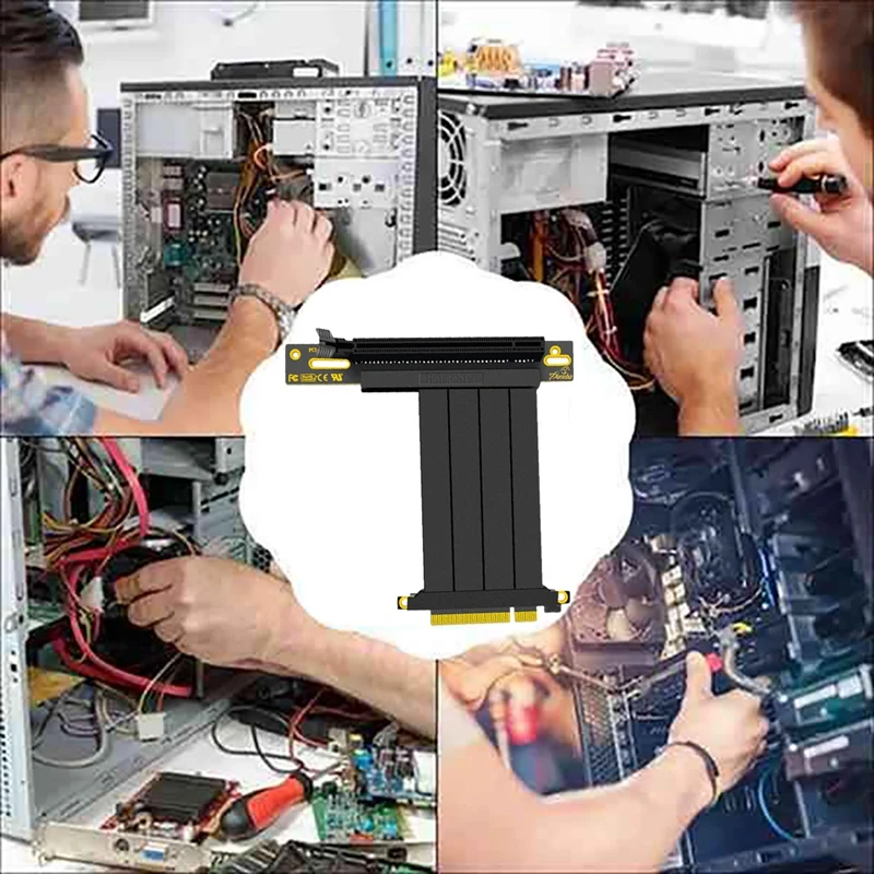 PCIE 8X To 16X 90° Elbow USB3.0 Graphics Card Extension Cable PCI Express Port GPU Lift Cable Right Angle Connector