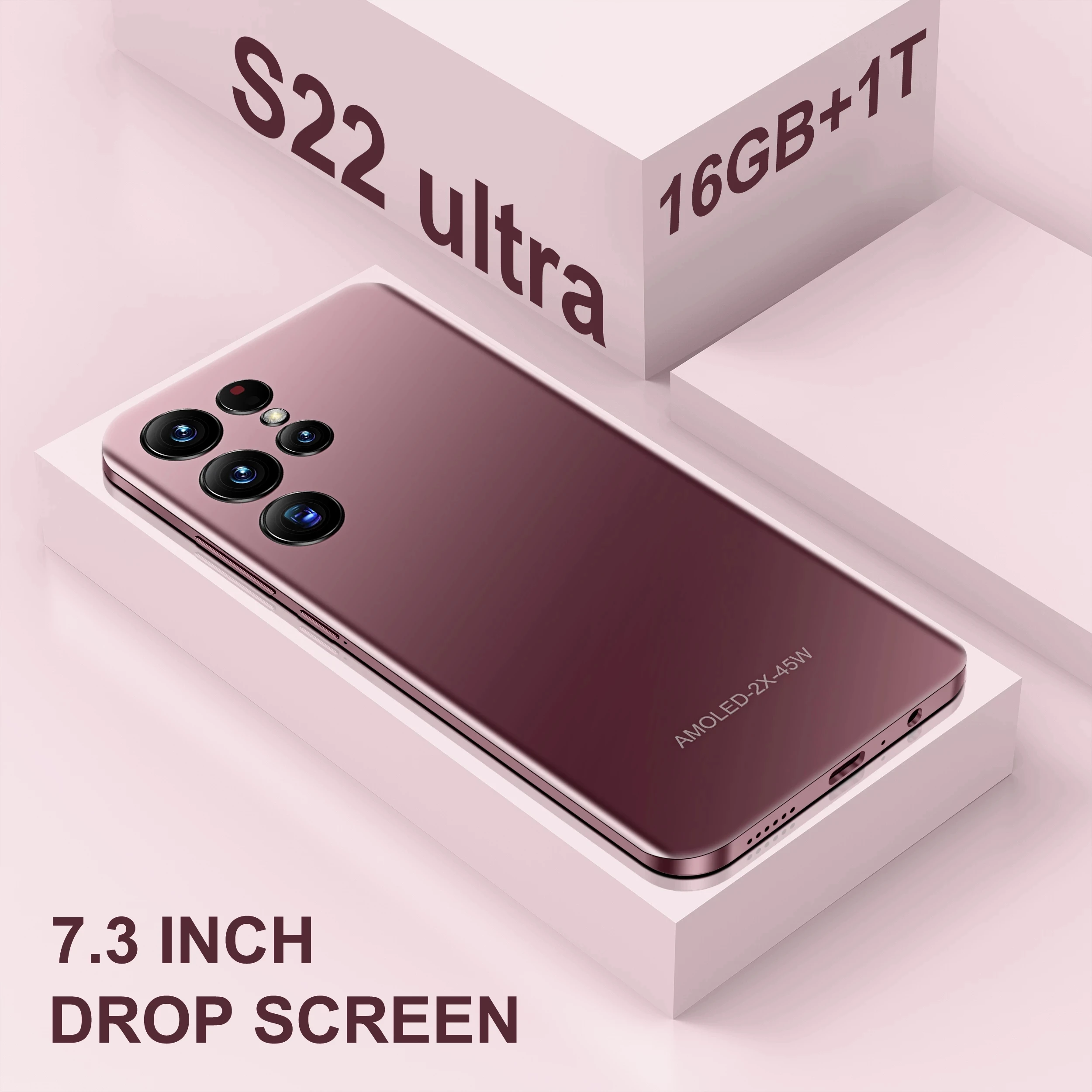 

Brand New S22+Ultra 7.3 inch Full Display 16GB +1TB 48MP+72MP 6800mAh Facial Recognition 4G 5G Dual SIM GPS Celular Mobile Phone