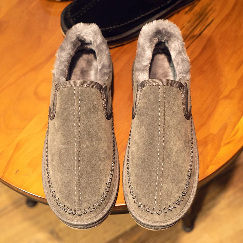 

Мужские зимние ботинки, теплые плюшевые Утепленные ботинки с низким верхом, нескользящая Водонепроницаемая зимняя обувь из хлопка, новинка...