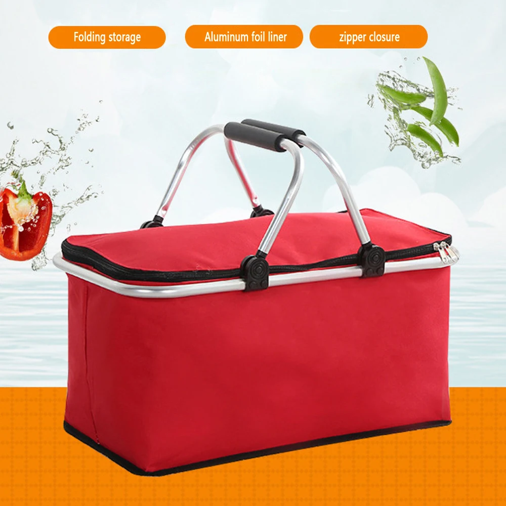 

Insulated Thermal Cooler Bag Folding Picnic Basket Ice Pack Food Drink Carrier Tin Foil Insulated Bags Box Food Delivery Bag