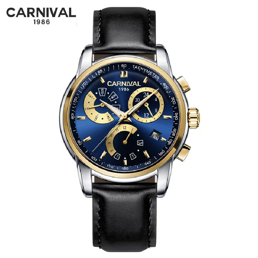 

Часы наручные CARNIVAL Мужские автоматические, брендовые Роскошные водонепроницаемые механические модные, подарок для мужчин