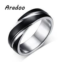 aradoo mens black titanium simple twill versatile sport ring