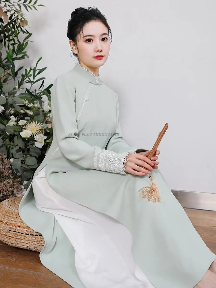 

2023 traditional vietnam aodai dress women national improved qipao dress oriental tea service hanfu national cheongsam dress