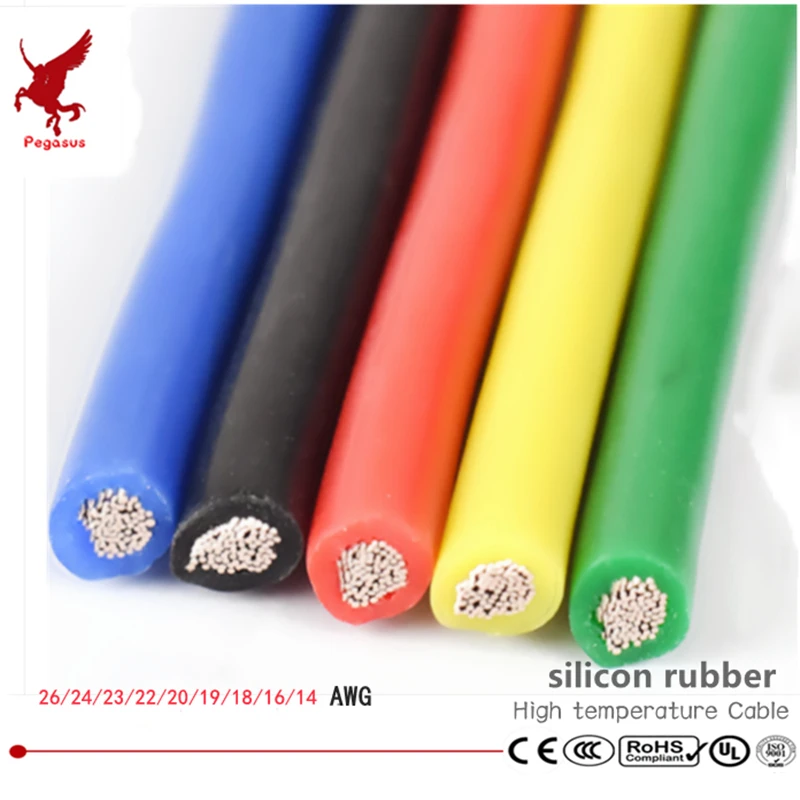 Купи AGR Silicone rubber high temperature cable 26/24/23/22/20/19/18/16/14AWG project wire Safety soft and waterproof Motor lead wire за 486 рублей в магазине AliExpress