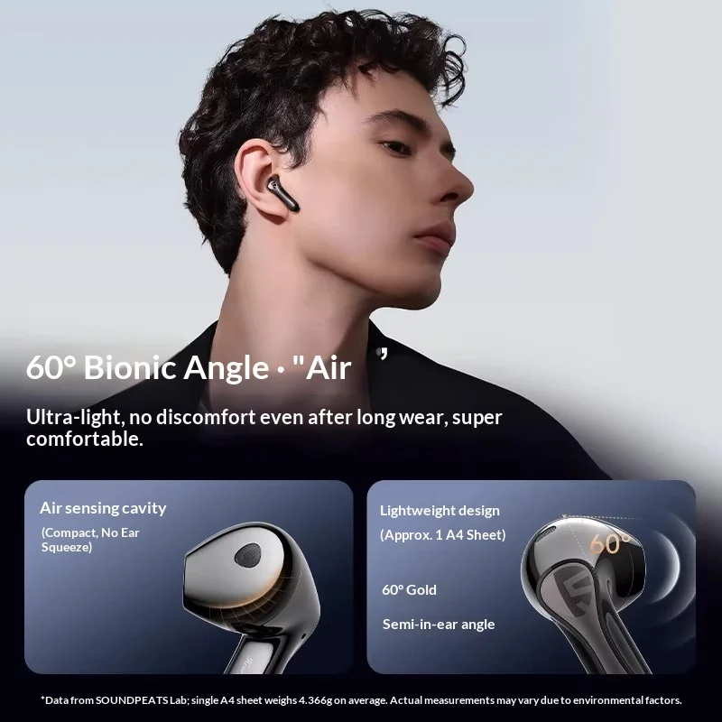Фото Наушники SoundPEATS Air5 Lite Bluetooth V5.4, беспроводные наушники LDAC Hi-Res Audio, драйвер 13 мм, водонепроницаемость IPX5, многоточечное сопряжение №5