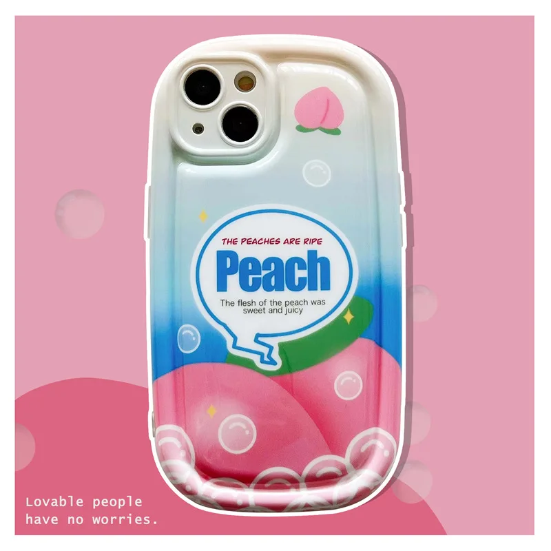

Fresh English Peach Bubble Bead Chain Phone Case Cover for IPhone 11 12 13 Pro X XR XS Max Shockproof Case for IPhone 13 Cases