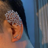 asymmetric dandelion irregular broken rhinestone long stitching zircon elegant ladies unusual design delicate clip earrings