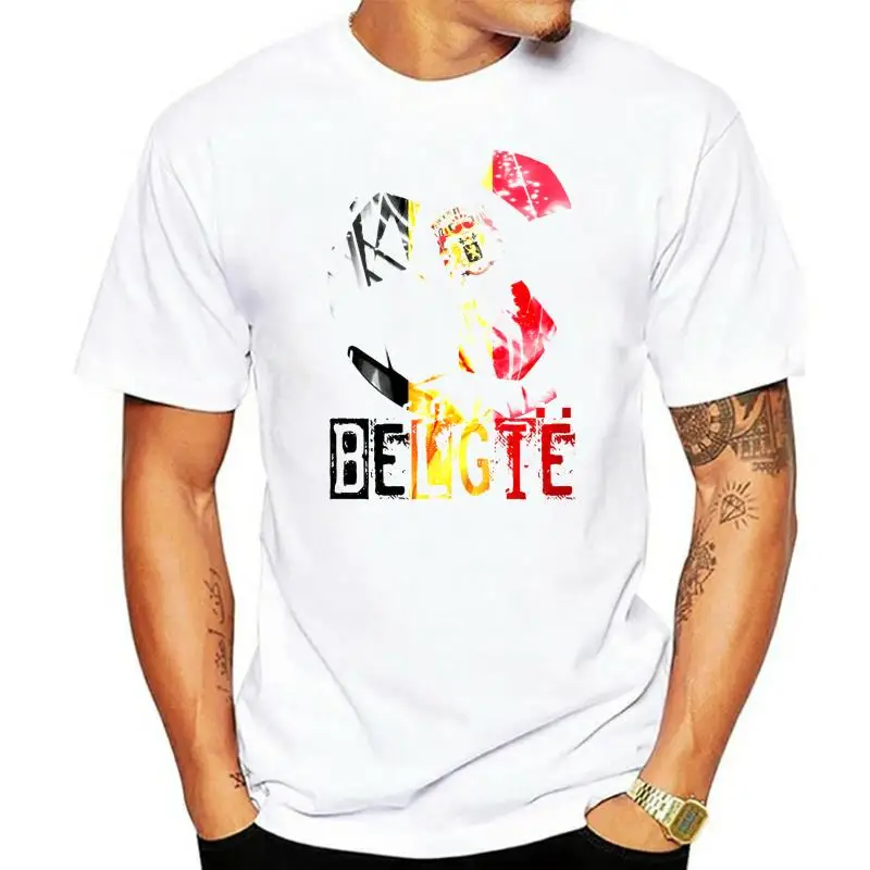 

Белая футболка с футбольным флагом Бельгии, уличная одежда Belgie Skjorte Harajuku, Мужская футболка всех размеров