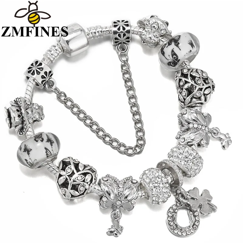 

Nature Style DIY Charm Bracelet For Women With Butterfly Lucky Grass Charms Beads Pendants High-Quality Jewelry Dropshipping