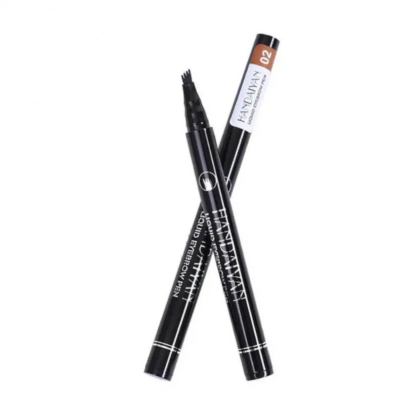 

HANDAIYAN Easy to Wear 4 Head Fork Liquid Eyebrow Tattoo Pencils Black Brown Color Natural Waterproof Henna Eyebrow Pen TSLM1