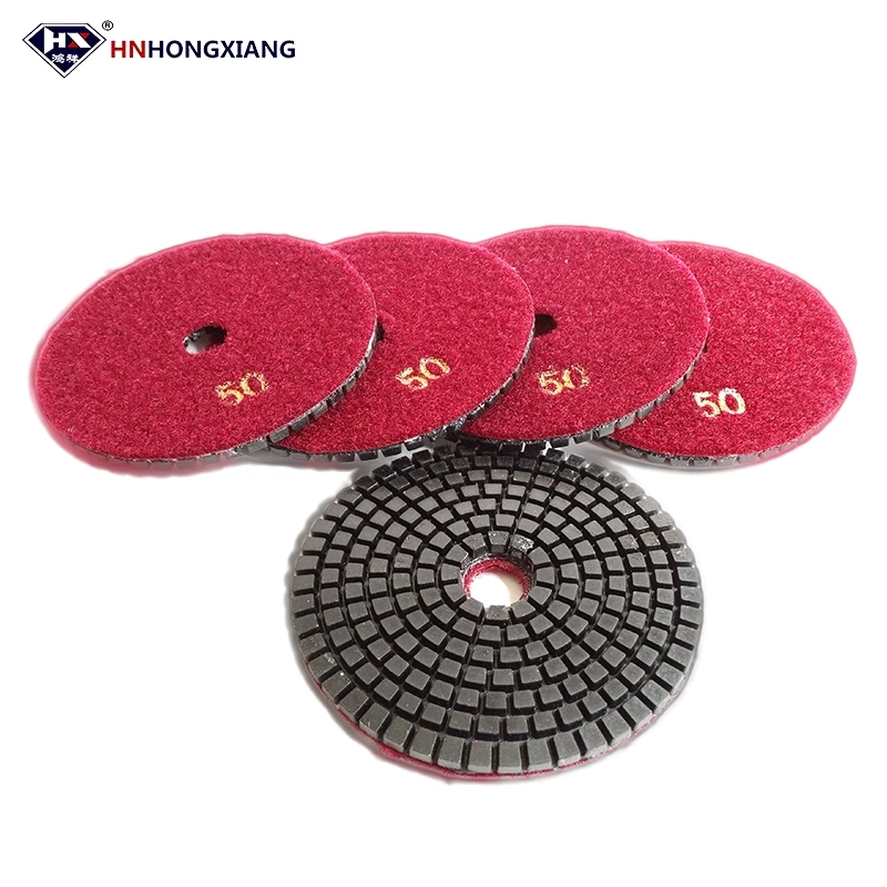 50# 100mm Wet Flexible Diamond Polishing Pads For Angle Grinder Engineered Stone Granite Marble Quartz Stone