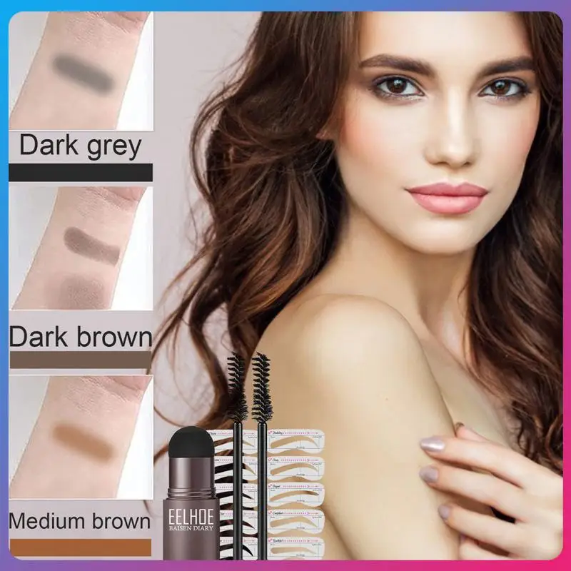 

One Step Shaping Kit Professional Eye Brow Powder Seal Gel Makeup Kit 10 Stencils Brushes