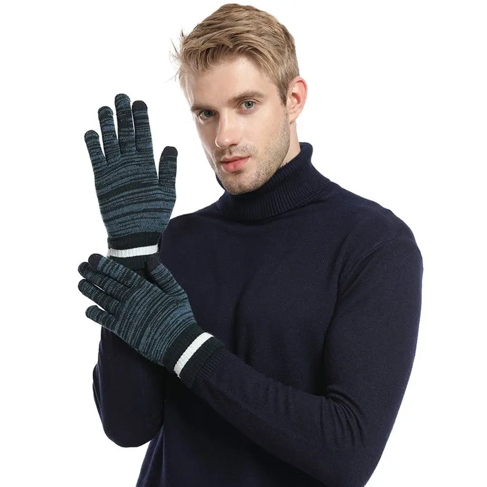 

Перчатки из искусственной шерсти, искусственная шерсть, искусственная кожа, модные мужские варежки, мужские трикотажные перчатки, перчатки для сенсорного экрана